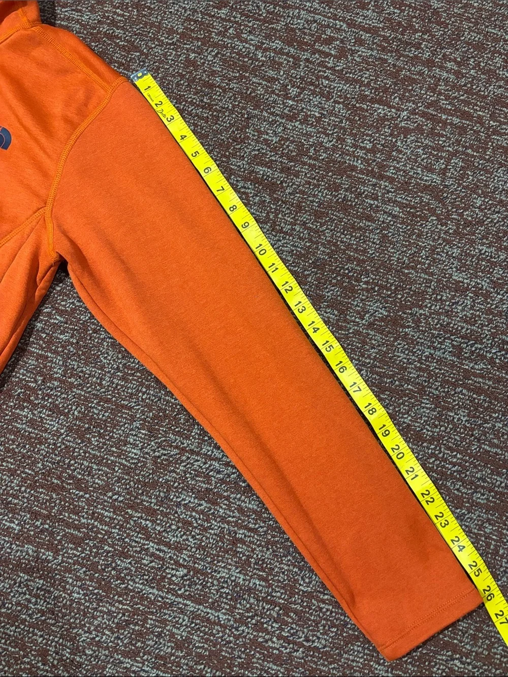 The north face skyline full zip fleece jacket logo stretch orange/navy small
